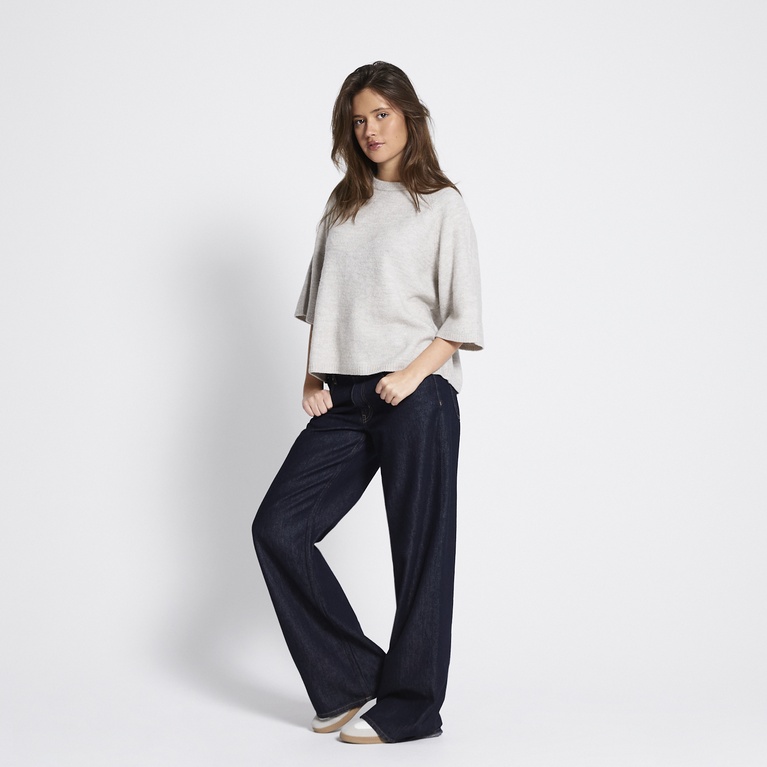 Basic knit tee "Everly" Beige Melange